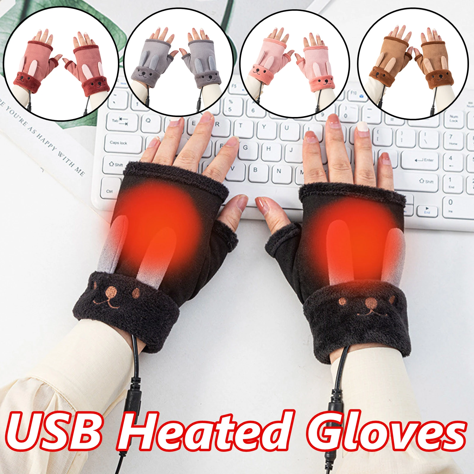 1Pair USB Cute Plush Bunny Warm Gloves Heated Hand Warmer Heating Half Finger Winter Warm Gloves For Office Typing Useful Gift
1Pair USB Cute Plush Bunny Warm Gloves Heated Hand Warmer Heating Half Finger Winter Warm Gloves For Office Typing Useful Gift