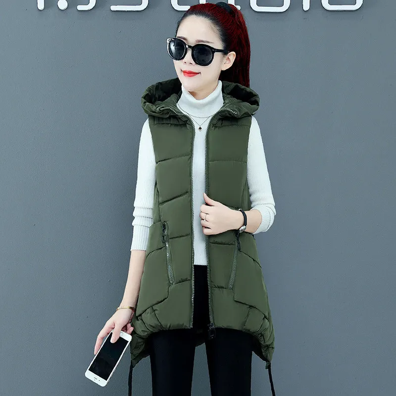 Lingwave Winter Large size Women's loose waistcoat new style hooded thick down cotton waistcoat slim irregular camouflage jacket 
Lingwave Winter Large size Women's loose waistcoat new style hooded thick down cotton waistcoat slim irregular camouflage jacket