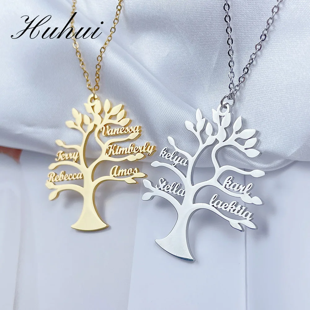 HUHUI Custom Tree Of Life 1-6 Names Necklace Personalized Stainless Steel Nameplate Pendant Women Family Jewelry Christmas Gift
HUHUI Custom Tree Of Life 1-6 Names Necklace Personalized Stainless Steel Nameplate Pendant Women Family Jewelry Christmas Gift