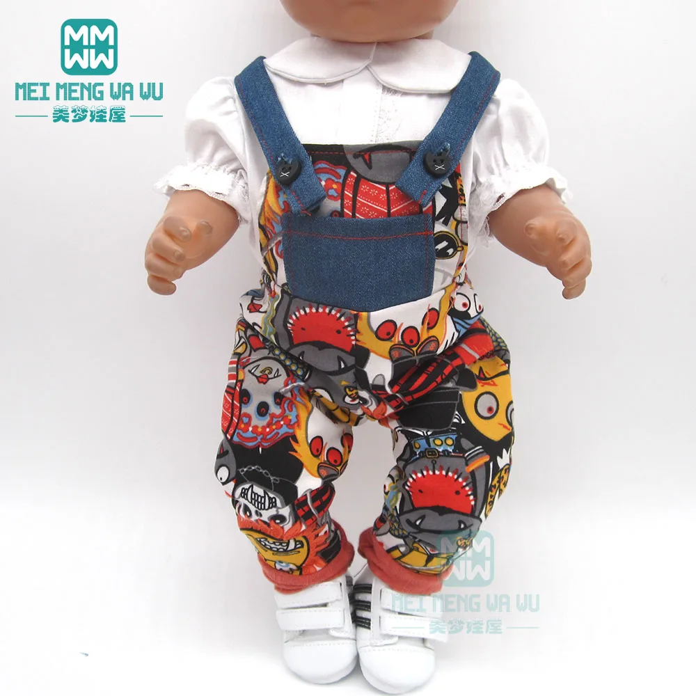 Одежда для кукол на 43 см рубашка новорожденных + комбинезон с цветочным