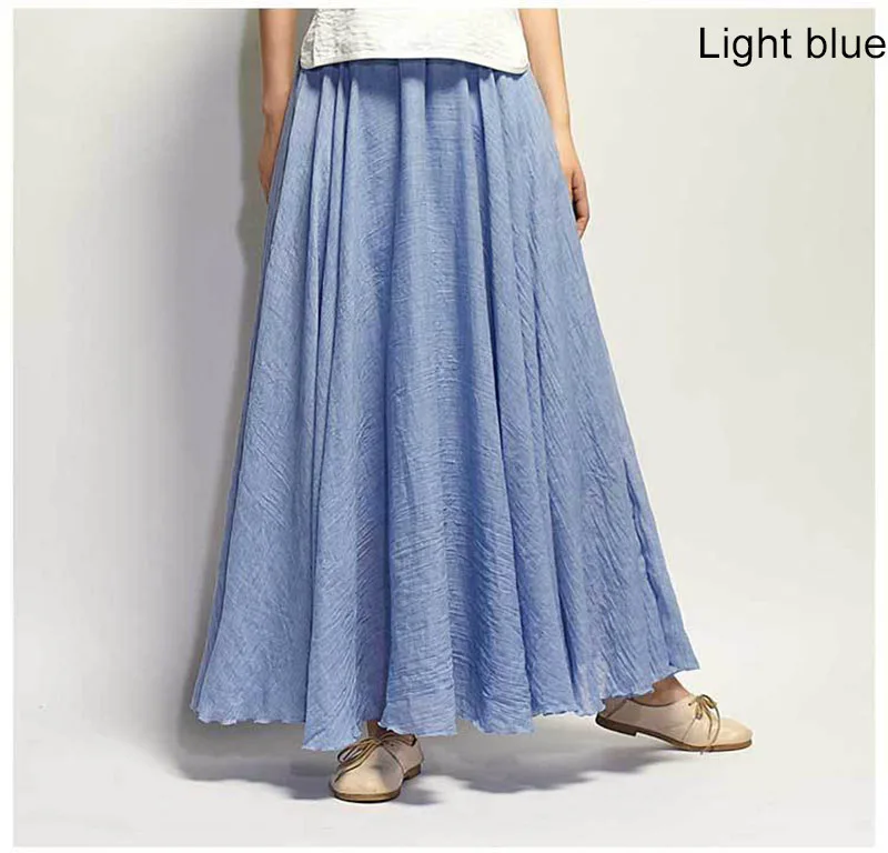 Women's Elegant High Waist Linen Maxi Skirt 2021 Summer Ladies Casual Elastic Waist 2 Layers Skirts saia feminina 20 Colors SK53 
Women's Elegant High Waist Linen Maxi Skirt 2021 Summer Ladies Casual Elastic Waist 2 Layers Skirts saia feminina 20 Colors SK53