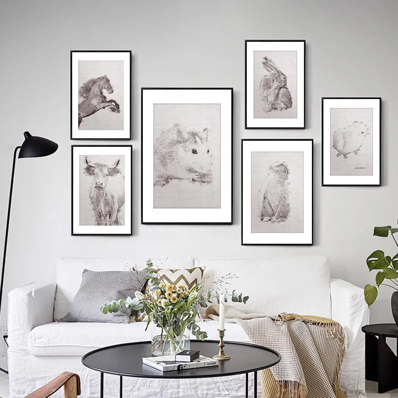 Modern Black White Animal Tiger Horse Monkey Poster 12 Zodiac Animal Canvas Painting Nordic Style Home Living Room Decoration
Modern Black White Animal Tiger Horse Monkey Poster 12 Zodiac Animal Canvas Painting Nordic Style Home Living Room Decoration