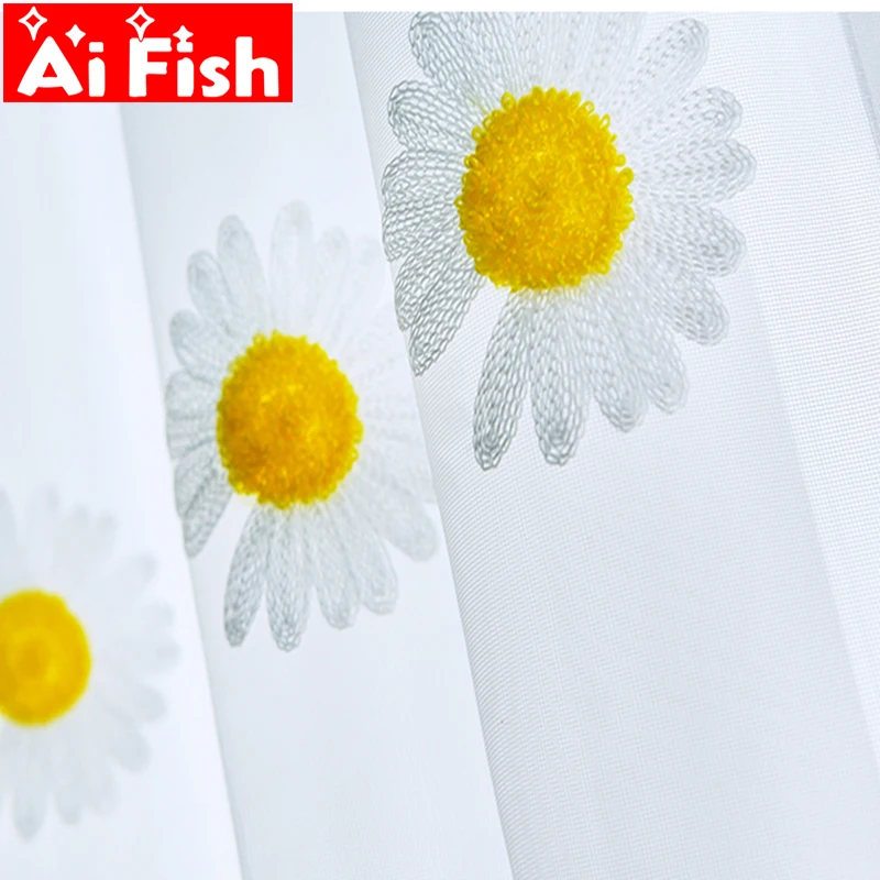 White Small Daisy with Yellow Flower Heart Window Screen Curtains for Living Room Bay Window Balcony Decoration Drapes MY242#25 
White Small Daisy with Yellow Flower Heart Window Screen Curtains for Living Room Bay Window Balcony Decoration Drapes MY242#25