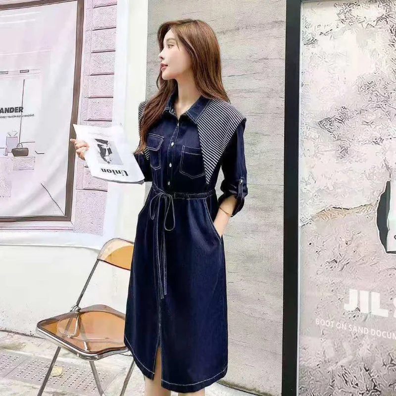 New Women Autumn Long-sleeve Denim Dress Female Button Pocket Jeans Vintage Casual Vestidos Ladies Streetwear Midi Dress A80
New Women Autumn Long-sleeve Denim Dress Female Button Pocket Jeans Vintage Casual Vestidos Ladies Streetwear Midi Dress A80