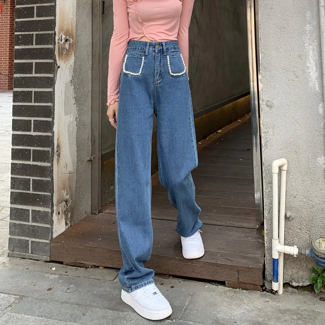 Spot Chinese new women's trousers personality fashion pearl decoration pocket high waist loose wide leg jeans harlan pants
Spot Chinese new women's trousers personality fashion pearl decoration pocket high waist loose wide leg jeans harlan pants