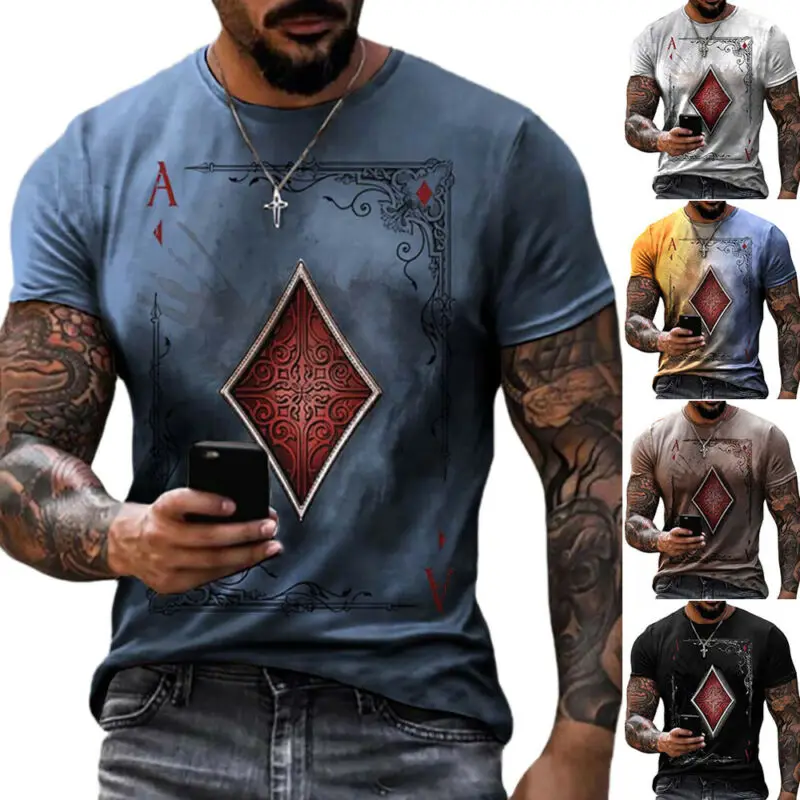 Mens Playing Cards Print Tops Casual Summer Beach Fit Shirt Short Sleeve T-Shirt
Mens Playing Cards Print Tops Casual Summer Beach Fit Shirt Short Sleeve T-Shirt