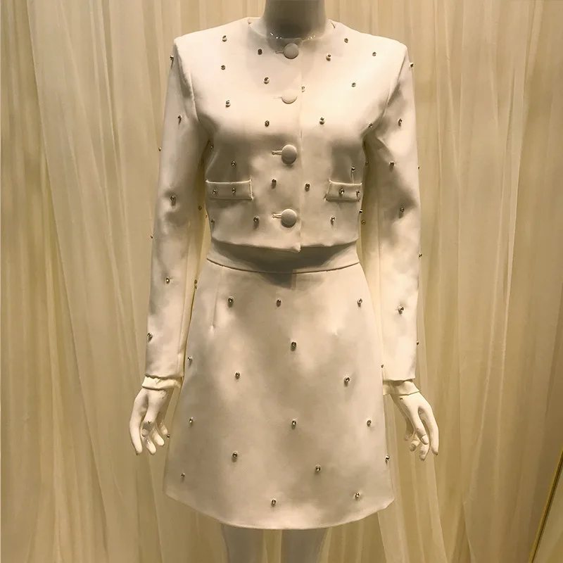 2 Pieces Set Women Outfits White Black Crop Tops Mini A-Line Skirt Diamonds O-Neck Fashion Vintage Elegant Office Lady Clothes
2 Pieces Set Women Outfits White Black Crop Tops Mini A-Line Skirt Diamonds O-Neck Fashion Vintage Elegant Office Lady Clothes