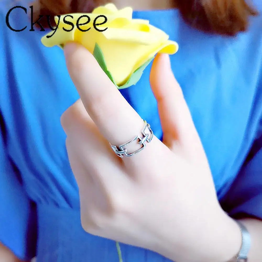 Ckysee Individuality 925 Sterling Silver Rings Geometric Retro Ring Opened Adjustable Rings For Woman Original Fine Jewelry
Ckysee Individuality 925 Sterling Silver Rings Geometric Retro Ring Opened Adjustable Rings For Woman Original Fine Jewelry