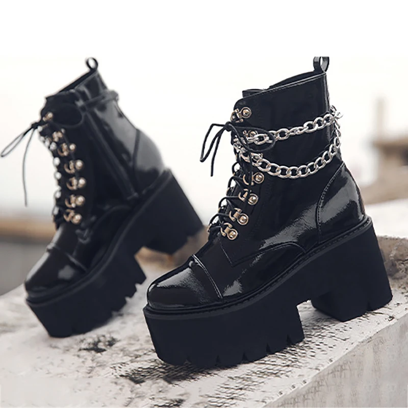 PRETO BRANCO 2021 Patent Leather Gothic Black Boots Heel Sexy Chunky Heel Platform Boots Female Punk Ankle Boots Zipper JXQ
PRETO BRANCO 2021 Patent Leather Gothic Black Boots Heel Sexy Chunky Heel Platform Boots Female Punk Ankle Boots Zipper JXQ