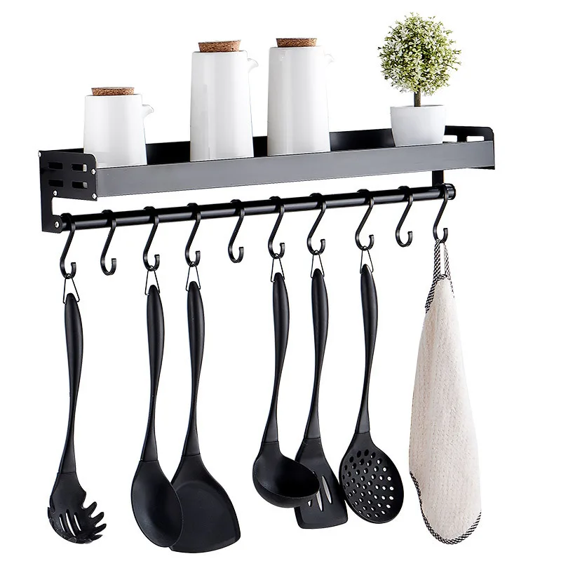 Punch-free Kitchen Shelf Wall-mounted Kitchenware Seasoning Multifunctional Bathroom Storage Rack with Hook Hardware Pendant
Punch-free Kitchen Shelf Wall-mounted Kitchenware Seasoning Multifunctional Bathroom Storage Rack with Hook Hardware Pendant