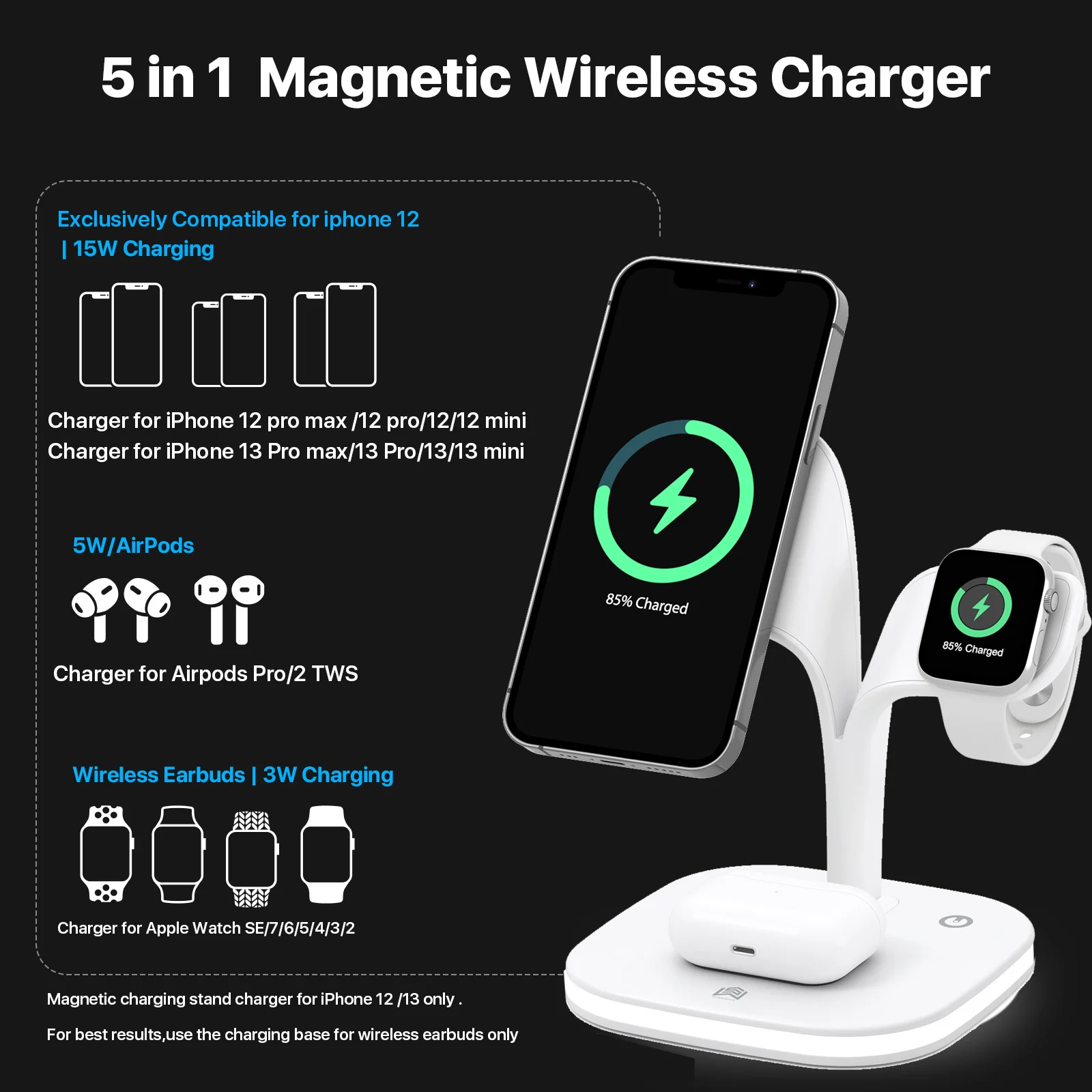 Магнитная Беспроводная зарядная подставка для iPhone 13 12 Pro Max Mini, станция для быстрой зарядки для apple iWatch 7 6 5 SE 4 3 AirPods 2
Магнитная Беспроводная зарядная подставка для iPhone 13 12 Pro Max Mini, станция для быстрой зарядки для apple iWatch 7 6 5 SE 4 3 AirPods 2
