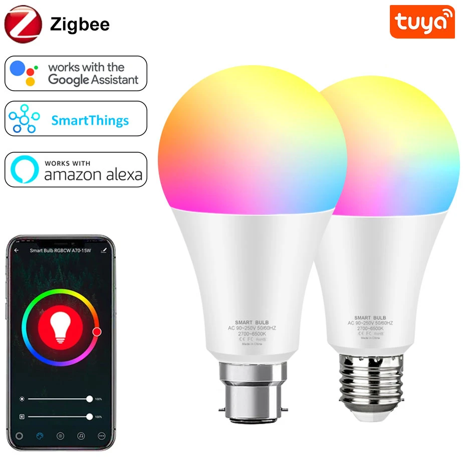 Smart Bulb Light Zigbee Tuya E27 B22 Magic Lighting Work with Google Home Alexa RGB+White+Warm White Led Lamp Wifi APP Control
Smart Bulb Light Zigbee Tuya E27 B22 Magic Lighting Work with Google Home Alexa RGB+White+Warm White Led Lamp Wifi APP Control