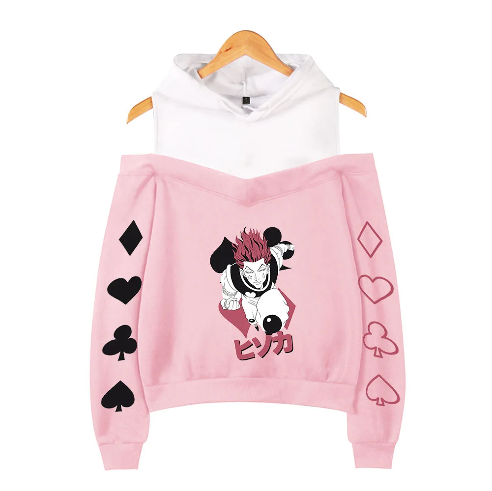 Japan Anime Hunter X Hunter Hisoka Women Hoodie Sweatshirt Streetwear Hip Hop Long Sleeve Sexy Off Shoulder Fleece Hooded Jacket
Japan Anime Hunter X Hunter Hisoka Women Hoodie Sweatshirt Streetwear Hip Hop Long Sleeve Sexy Off Shoulder Fleece Hooded Jacket