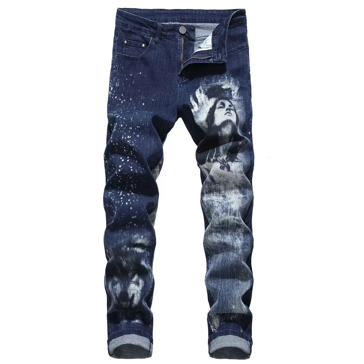 Night Club Mens 3D Printing Jeans Black Wolf Pattern Printed Punk Slim Straight Cotton Casual Print Denim Pants Plus Size 28-42
Night Club Mens 3D Printing Jeans Black Wolf Pattern Printed Punk Slim Straight Cotton Casual Print Denim Pants Plus Size 28-42