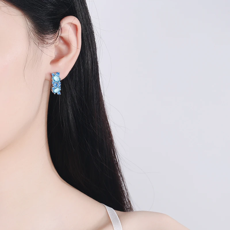 High Quality 925 Sterling Silver Woman Earrings Jewelry Fashion Elegant Blue Crystal Zircon Stud Earrings Pendientes Oorbellen 
High Quality 925 Sterling Silver Woman Earrings Jewelry Fashion Elegant Blue Crystal Zircon Stud Earrings Pendientes Oorbellen