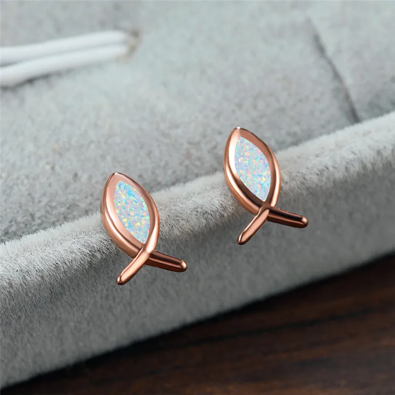 Trendy Female White Blue Opal Earrings Rose Gold Silver Color Wedding Earrings Trendy Fish Small Stud Earrings For Women
Trendy Female White Blue Opal Earrings Rose Gold Silver Color Wedding Earrings Trendy Fish Small Stud Earrings For Women