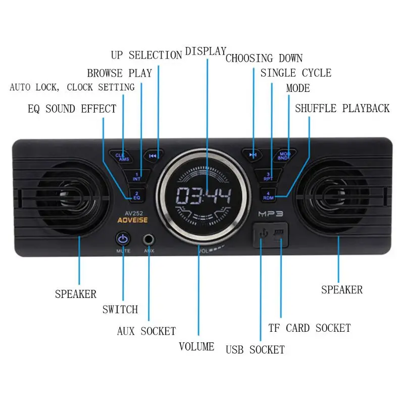 12V Car MP3 Radio Player 2 Speaker Stereo FM Bluetooth 2.1 USB/TF Card Port
12V Car MP3 Radio Player 2 Speaker Stereo FM Bluetooth 2.1 USB/TF Card Port