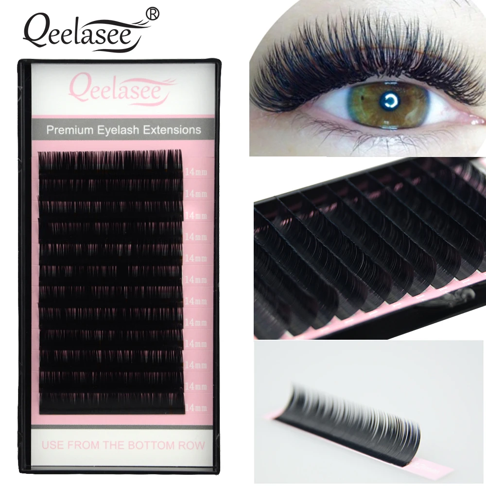 

Qeelasee Classic Mink Flaes Individual Eyelash Extension Cilios Professionals Soft Mink Normal Russian Volume Eyelash Extension