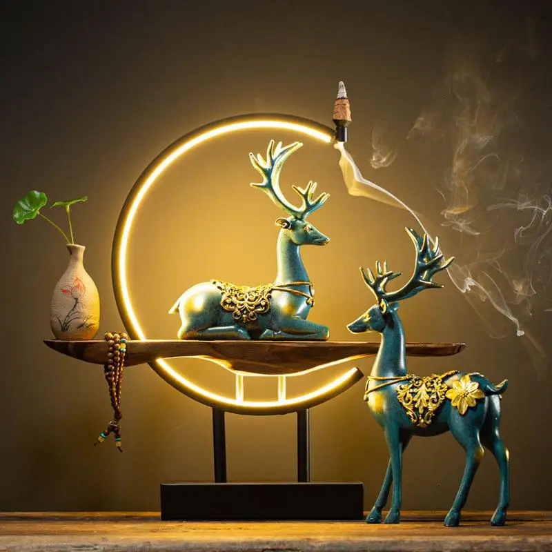 Backflow Incense Burner With 20 Pcs Cones European Style Handicraft Deer Zen Decoration Ceramics And Resin Ornaments With Led
Backflow Incense Burner With 20 Pcs Cones European Style Handicraft Deer Zen Decoration Ceramics And Resin Ornaments With Led