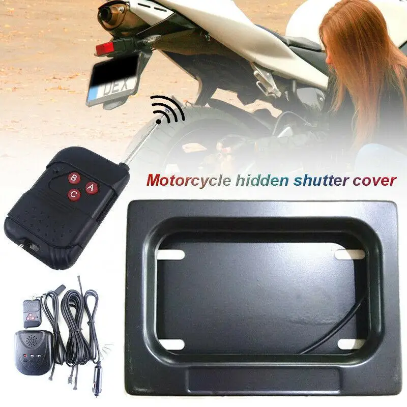 Motorcycle Hide-away Shutter Cover Electric Stealth USA License Plate Frame Set
Motorcycle Hide-away Shutter Cover Electric Stealth USA License Plate Frame Set