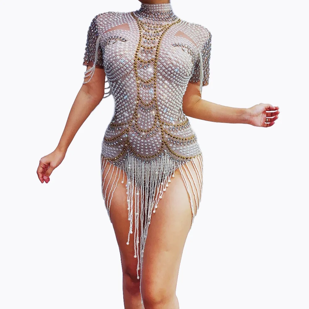 Sparkly Fashion Romper Silver Tassel Pearl Summer Bodysuit Party Celebrity Costume 2021 Club Dancer Stage Performance Outfit
Sparkly Fashion Romper Silver Tassel Pearl Summer Bodysuit Party Celebrity Costume 2021 Club Dancer Stage Performance Outfit