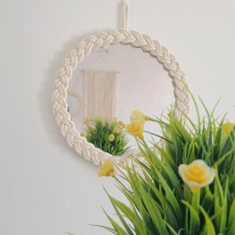 Wall-Mounted Round Cotton Rope Braided Tassel Mirror Wall Sticker Handmade Hanging Makeup Mirrors for Bedroom Living Room H051
Wall-Mounted Round Cotton Rope Braided Tassel Mirror Wall Sticker Handmade Hanging Makeup Mirrors for Bedroom Living Room H051