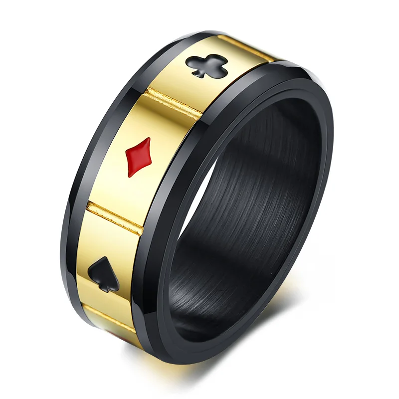 Фото Дизайнерские мужские кольца JHSL в виде Покера из нержавеющей - купить