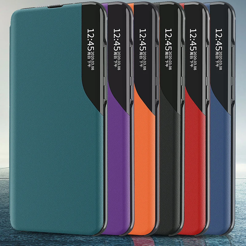 Умный флип-кейс из искусственной кожи для Samsung S8 S9 S10 S20 Ultra S20FE Note 8 9 10 Plus 20 A20 A30 A50 A51