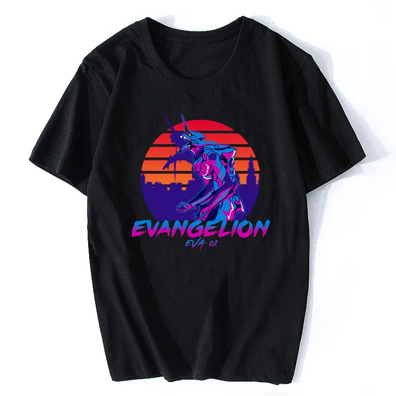 Neon Genesis Evangelion футболка атака ангел EVA 01 02 аниме Япония Vaporwave Футболка короткий
