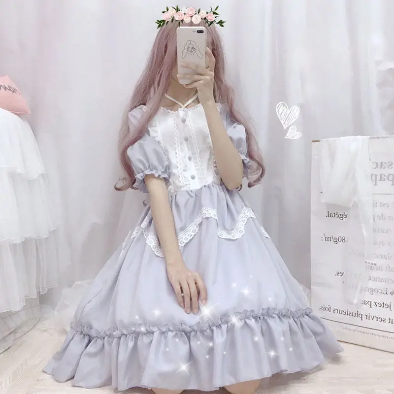 Summer Japanese Lolita Vintage Lolita Dress Female Soft Girl Wind Cute Fungus Lace Short Sleeve Cute Dress Women
Summer Japanese Lolita Vintage Lolita Dress Female Soft Girl Wind Cute Fungus Lace Short Sleeve Cute Dress Women