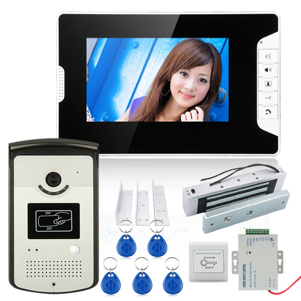 7inch Color Video Door Phone Intercom System With 1 Monitor 1 RFID HD Doorbell 1000TVL Camera +Electric Magnetic Door Lock 180KG
7inch Color Video Door Phone Intercom System With 1 Monitor 1 RFID HD Doorbell 1000TVL Camera +Electric Magnetic Door Lock 180KG
