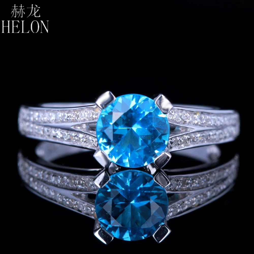 

HELON однотонное 10K белое золото безупречный 6,5 мм круглый натуральный цитрин и бриллианты обручальное кольцо для женщин ювелирные изделия лу...