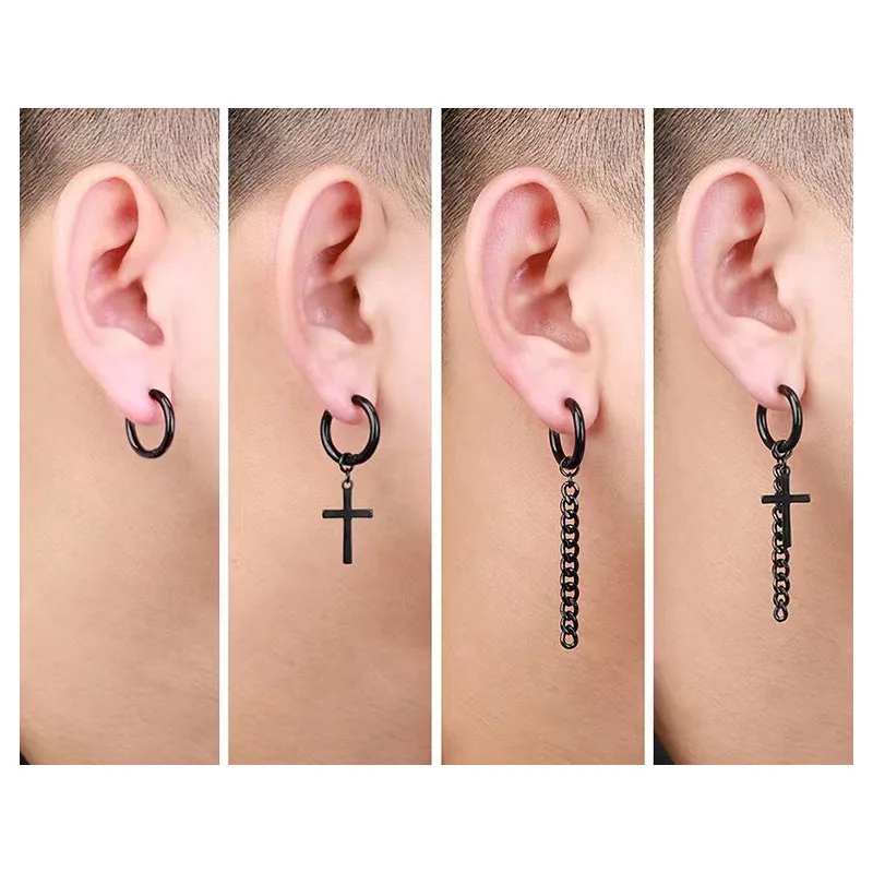 HMES 1Pcs New Punk Earrings Men Cross Black Ear Studs Non-Perforated Earrings Women Fashion Rock Party Earrings Gifts
HMES 1Pcs New Punk Earrings Men Cross Black Ear Studs Non-Perforated Earrings Women Fashion Rock Party Earrings Gifts