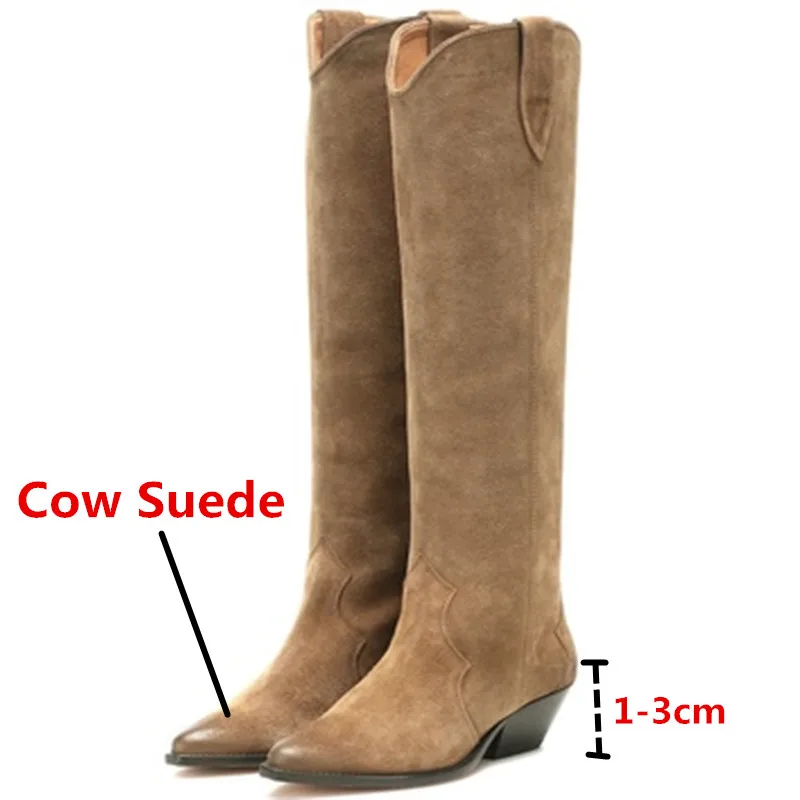 Prova Perfetto Fashion Cow Suede Knee High Boots Office Ladies Low Heel Shoes Do Old Pointed Toe Slip on Long Botas Mujer 2021
Prova Perfetto Fashion Cow Suede Knee High Boots Office Ladies Low Heel Shoes Do Old Pointed Toe Slip on Long Botas Mujer 2021