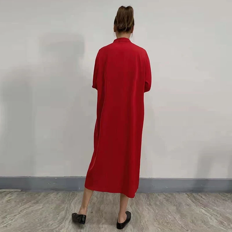CHICEVER Vintage Dress For Women Lapel Long Sleeve Patchwork Ruched Loose Oversized Loose A Line Mid Dresses Female 2021 Clothes
CHICEVER Vintage Dress For Women Lapel Long Sleeve Patchwork Ruched Loose Oversized Loose A Line Mid Dresses Female 2021 Clothes