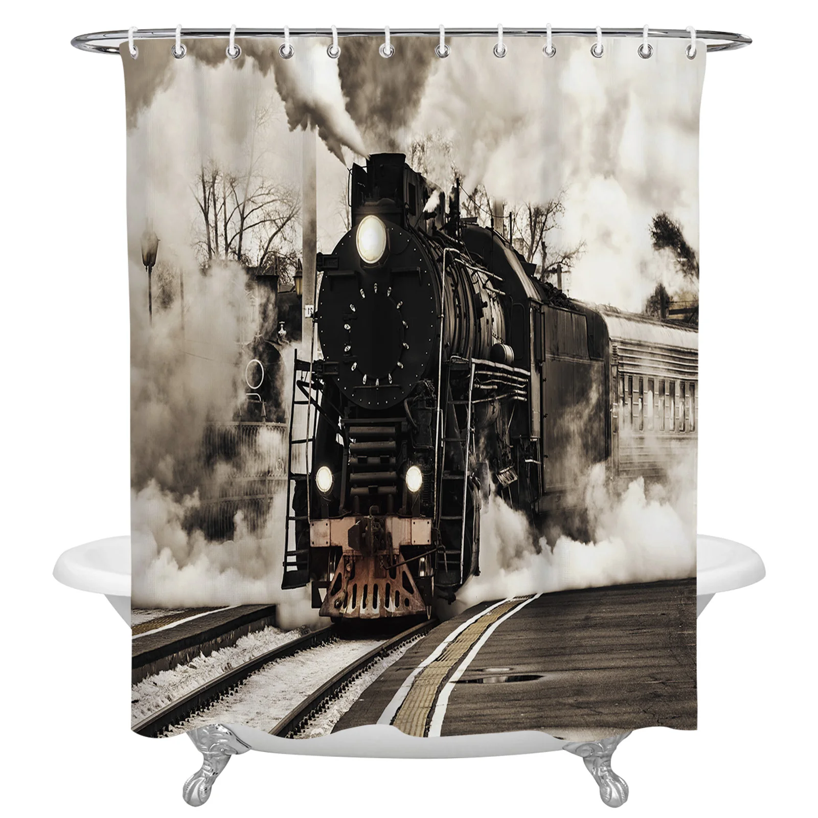 Штора для душа с паровым шлейфом в стиле ретро
Штора для душа с паровым шлейфом в стиле ретро