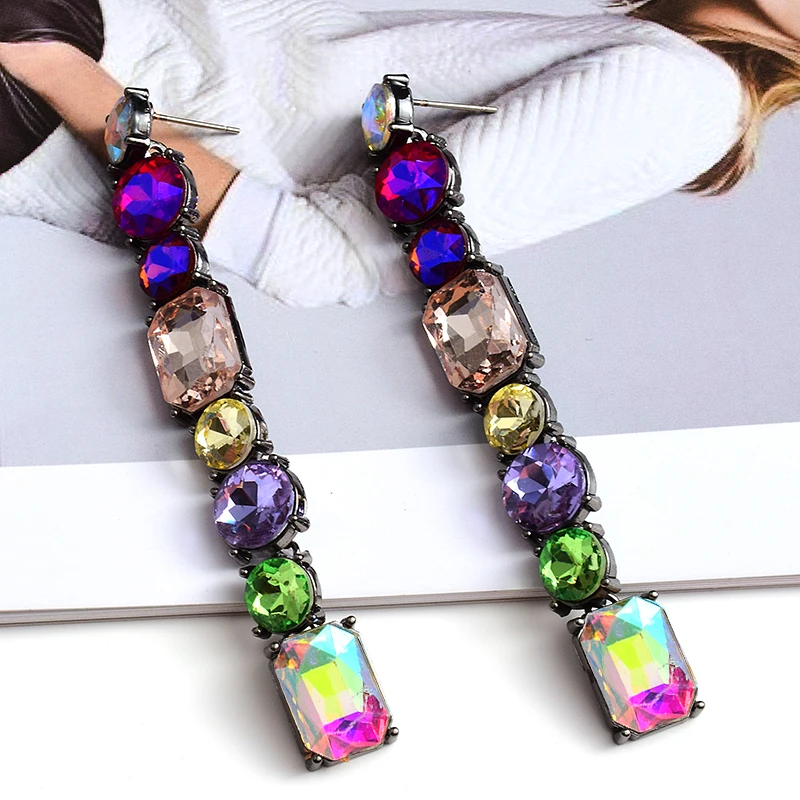 New Arrival Long Colorful Glass Crystal Drop Earrings High-Quality Geometric Rhinestones Pendant Jewelry Accessories For Women
New Arrival Long Colorful Glass Crystal Drop Earrings High-Quality Geometric Rhinestones Pendant Jewelry Accessories For Women