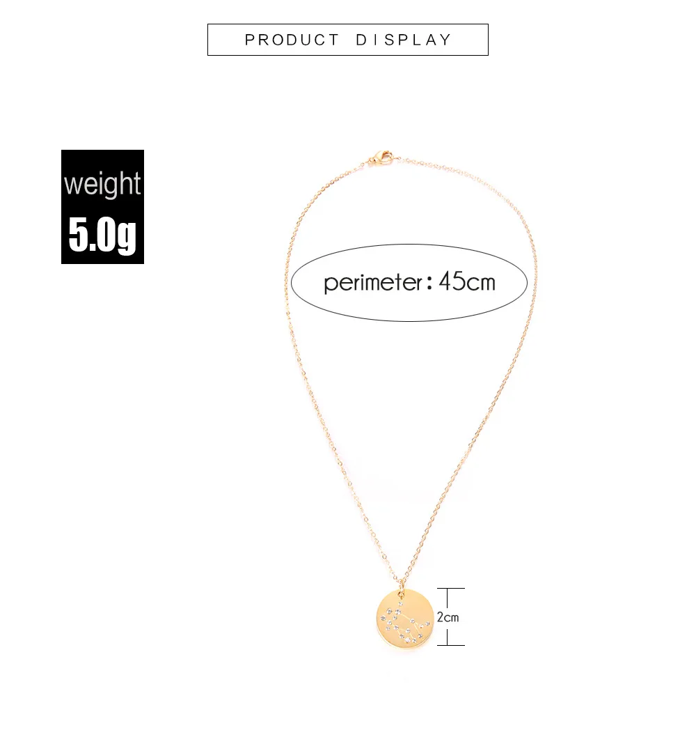 Minimalism 12 Zodiac Constellation Charm Necklaces Gold Color Rhinestone Choker Coin Necklace for Women Girls Party Jewelry
Minimalism 12 Zodiac Constellation Charm Necklaces Gold Color Rhinestone Choker Coin Necklace for Women Girls Party Jewelry