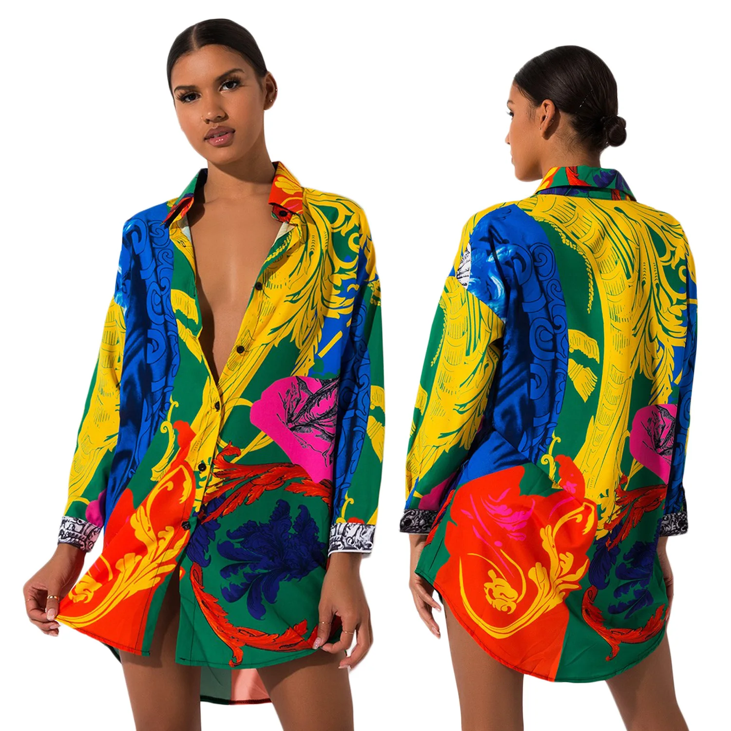 Women Loose Shirt Mini Dress Fashion Casual Print Long Sleeve Mini Shirt Dress Women
Women Loose Shirt Mini Dress Fashion Casual Print Long Sleeve Mini Shirt Dress Women