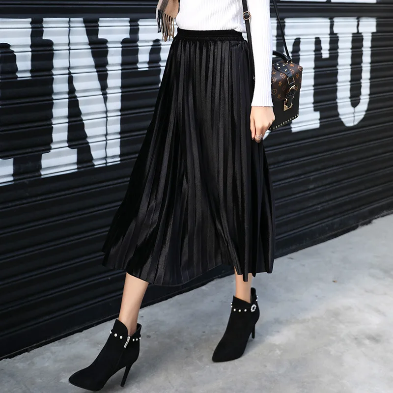 FairyShely 2019 Velvet Pleated Long Skirt Women Autumn Winter Elastic Band High Waist Warm Skirt Black Maxi Office Skirt
FairyShely 2019 Velvet Pleated Long Skirt Women Autumn Winter Elastic Band High Waist Warm Skirt Black Maxi Office Skirt
