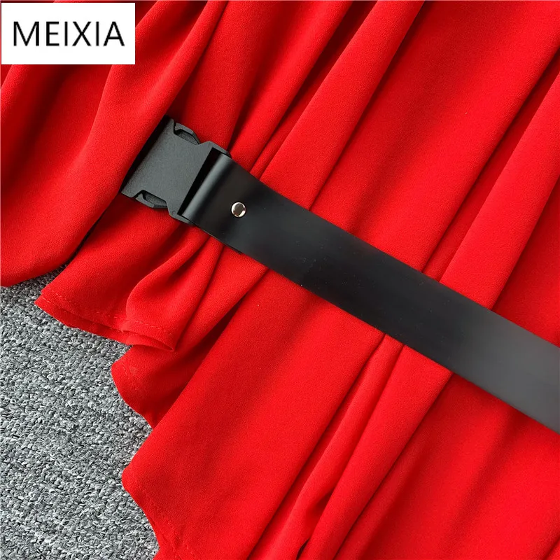 2020 Women's Dress Chiffon Autumn Lantern Sleeve Stand Collar Zipper High Waist Irregular Dress With Belt Woman Vestido Female
2020 Women's Dress Chiffon Autumn Lantern Sleeve Stand Collar Zipper High Waist Irregular Dress With Belt Woman Vestido Female