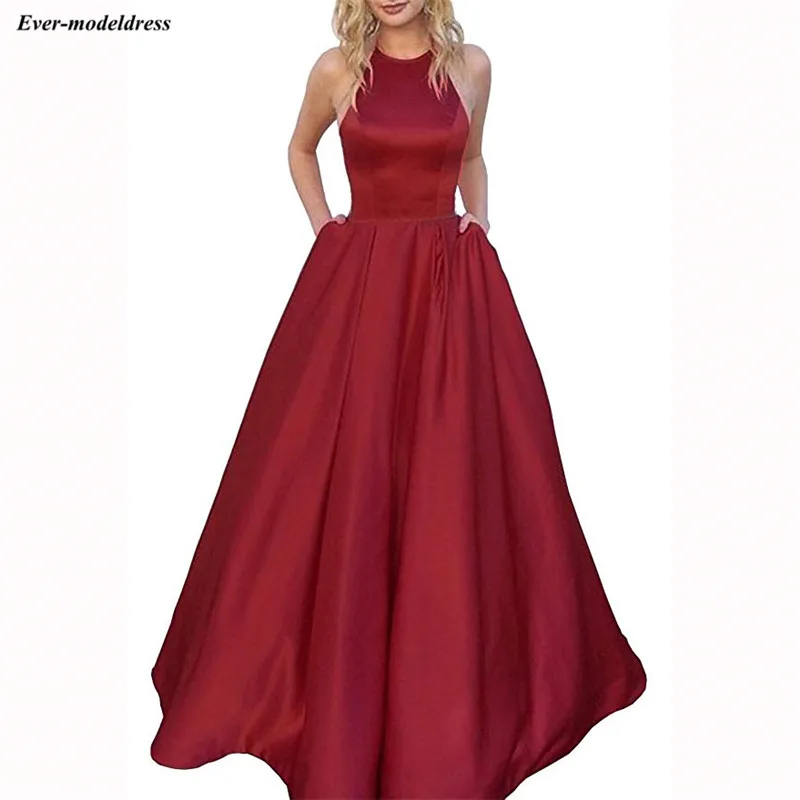 Burgundy Satin Prom Dresses Long Halter Neck Corset Back Pockets Simple Formal Party Evening Gowns Vestidos De Festa 2020 Cheap
Burgundy Satin Prom Dresses Long Halter Neck Corset Back Pockets Simple Formal Party Evening Gowns Vestidos De Festa 2020 Cheap