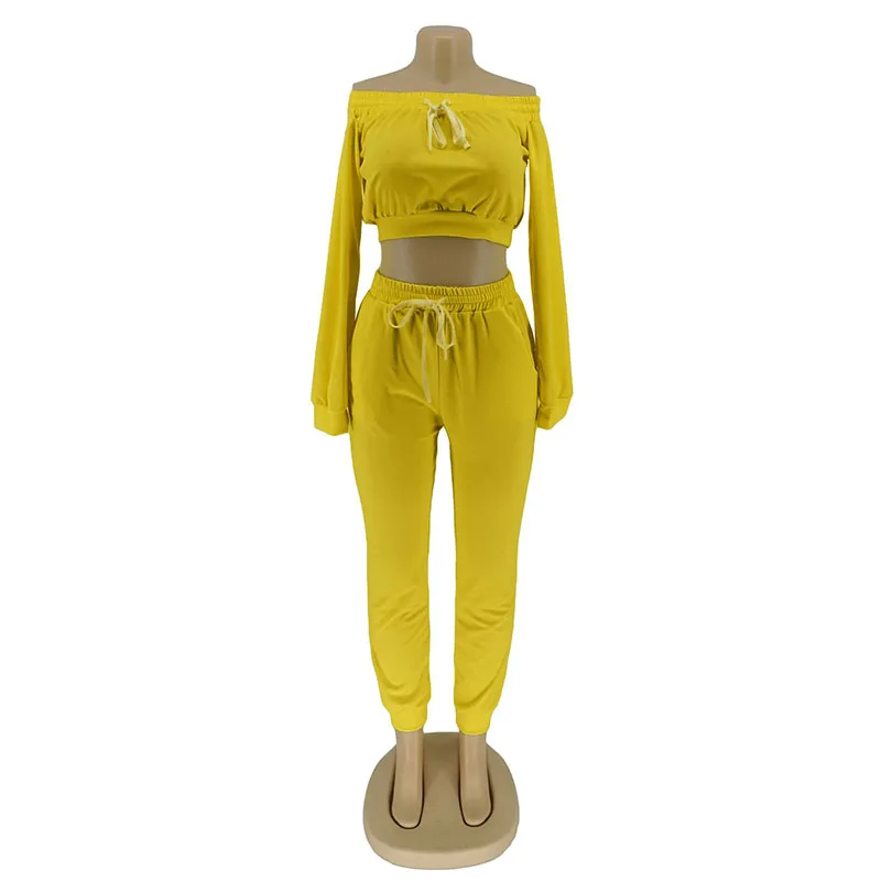 Long sleeve sports suit solid color autumn elastic waist 2-piece set Europe and America Women's Clothing
Long sleeve sports suit solid color autumn elastic waist 2-piece set Europe and America Women's Clothing