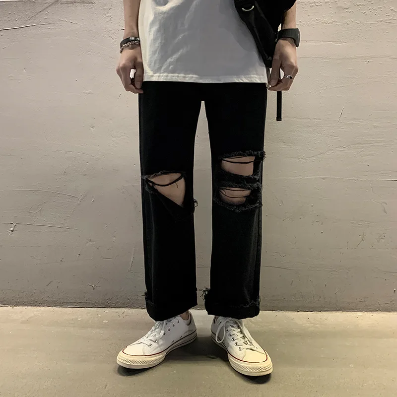 Ripped Hole Black Jeans Men Personality Fashion Streetwear Straight Loose Motorcycle Denim Wide Leg Pants Male Brand Clothing
Ripped Hole Black Jeans Men Personality Fashion Streetwear Straight Loose Motorcycle Denim Wide Leg Pants Male Brand Clothing