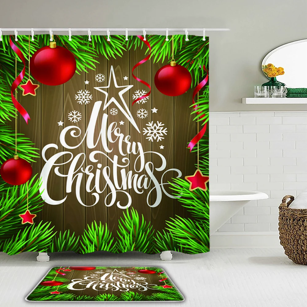 Christmas Shower Curtain Bathroom Curtain Set And Non-Slip Mat Bath Mat Happy New Year Christmas Tree Festival Decorate Curtain
Christmas Shower Curtain Bathroom Curtain Set And Non-Slip Mat Bath Mat Happy New Year Christmas Tree Festival Decorate Curtain