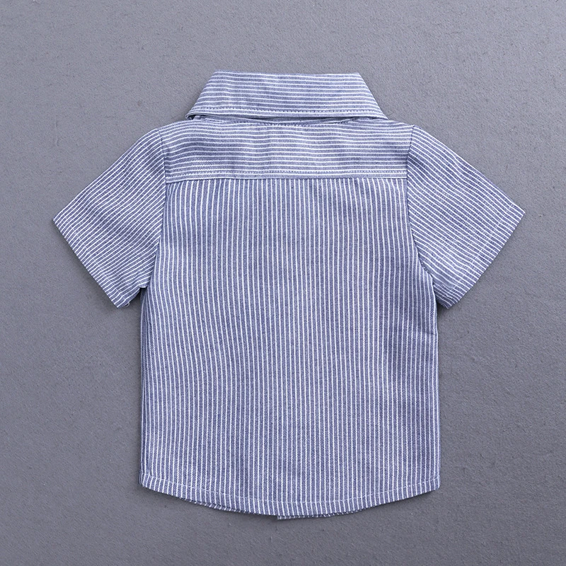 0-3 years old boy British style solid color short-sleeved shirt + overalls, summer thin cotton single-breasted two-piece suit
0-3 years old boy British style solid color short-sleeved shirt + overalls, summer thin cotton single-breasted two-piece suit