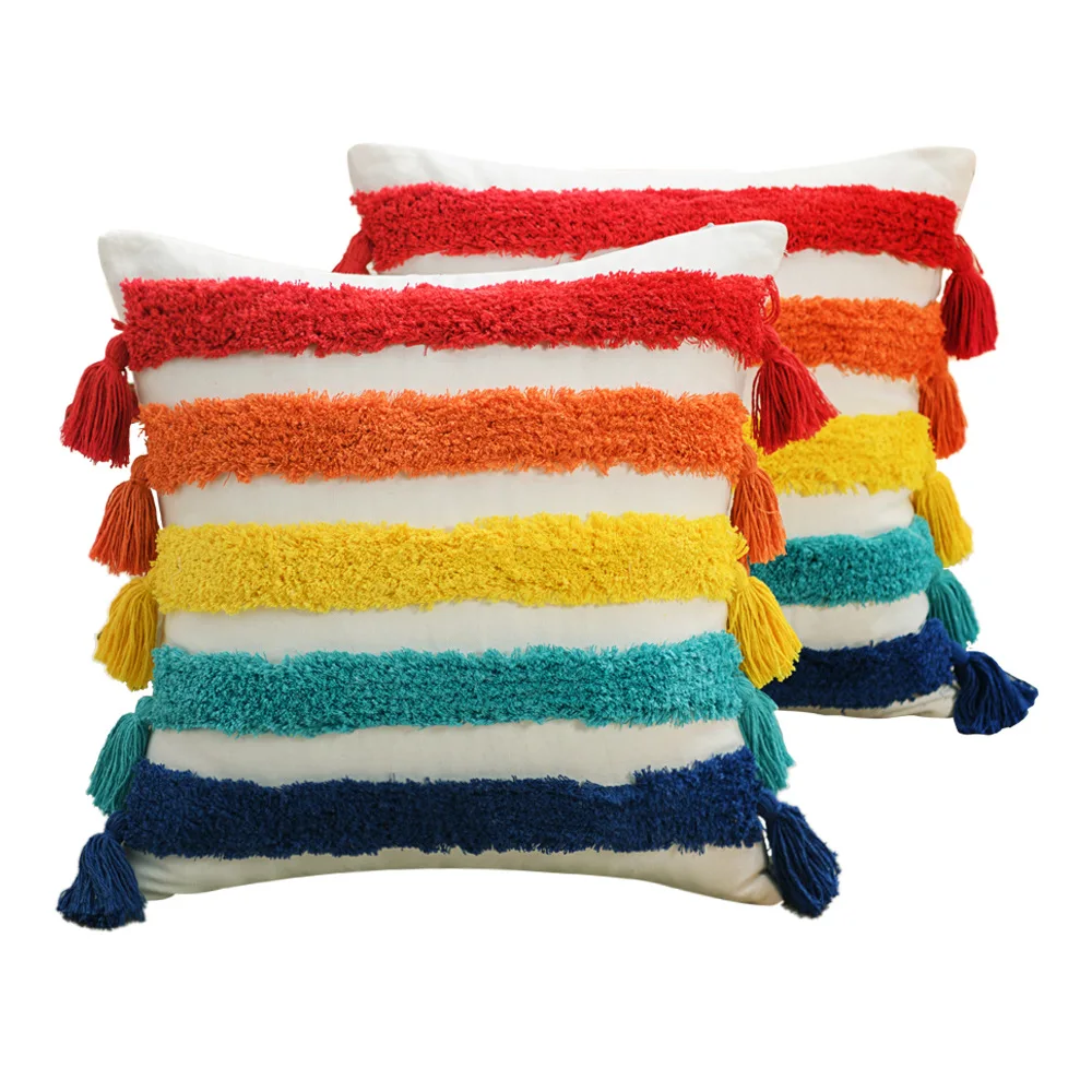 Tufting Process Rainbow Color Sofa Cushion Cover 45*45 Pillow Covers Decorative Pillow Case For Sofa Boho Home Decor Pillowcase
Tufting Process Rainbow Color Sofa Cushion Cover 45*45 Pillow Covers Decorative Pillow Case For Sofa Boho Home Decor Pillowcase