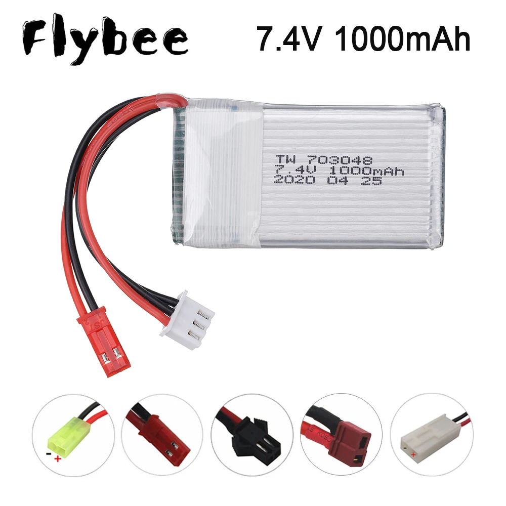 Литий-Полимерный Аккумулятор 7 4 В 1000 мАч 703048 для MJXRC X600 U829A U829X F46 X601H JXD391 FT007