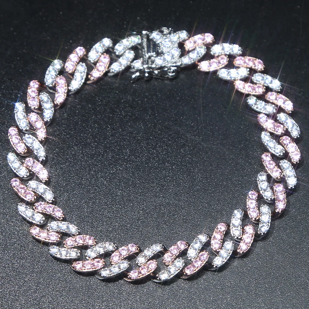 New 9mm Pink Pinky Blue White Sparking Cubic Zirconia Cz Bracelet Miami Cubann Link Chain Bracelet For Women Girl Jewelry
New 9mm Pink Pinky Blue White Sparking Cubic Zirconia Cz Bracelet Miami Cubann Link Chain Bracelet For Women Girl Jewelry