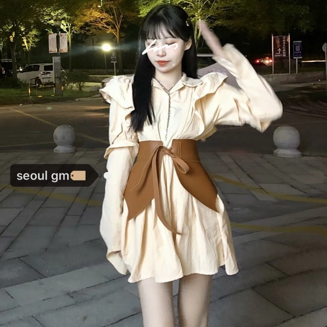 Korean Chic Foreign Dress Style Aging Long Sleeve Shirt Dress Bubble Sleeve A-word Short Skirt Temperament Thin Skirt
Korean Chic Foreign Dress Style Aging Long Sleeve Shirt Dress Bubble Sleeve A-word Short Skirt Temperament Thin Skirt
